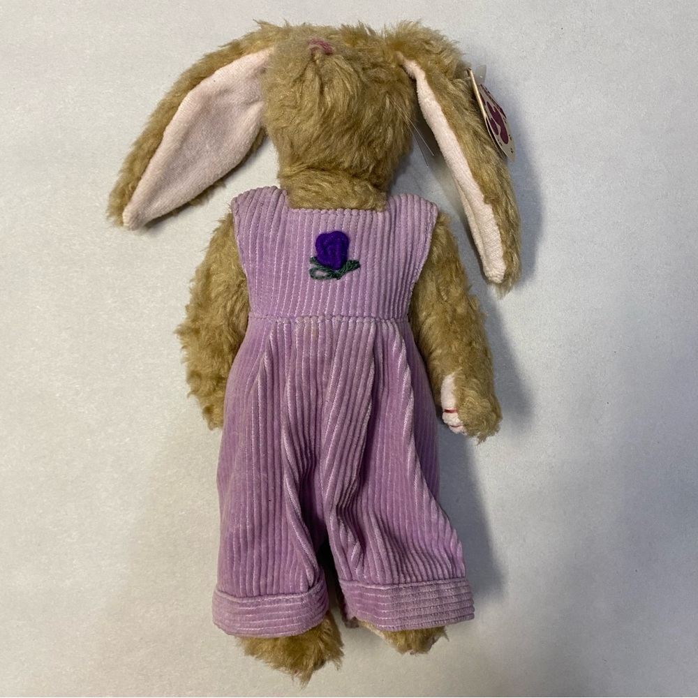Vintage Ty Collectible Beanie Baby Iris Rabbit Purple Corduroy Overalls 1993 NWT